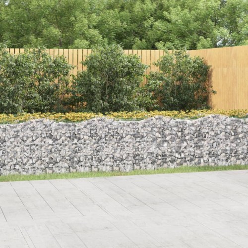 Buet gabion-højbed 800×50×50 cm - galvaniseret jern, sølvfarvet