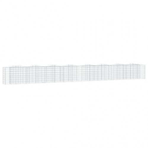 Buet gabion-højbed 800×50×50 cm - galvaniseret jern, sølvfarvet