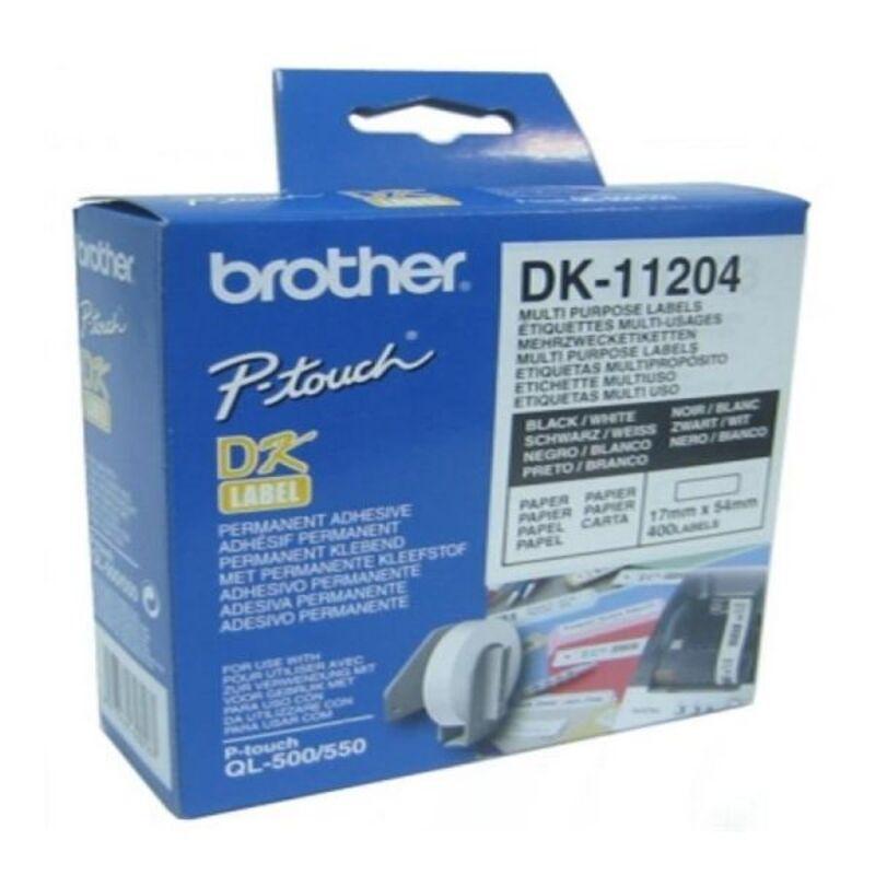 Se Multipurpose printer labels Brother DK11204 17 x 54 mm Sort/Hvid Hvid hos Boligcenter.dk