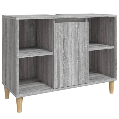 Skab til håndvask 80x33x60 cm konstrueret træ grå sonoma-eg