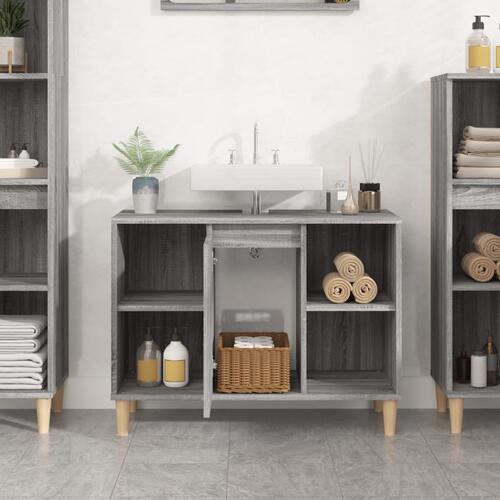 Skab til håndvask 80x33x60 cm konstrueret træ grå sonoma-eg