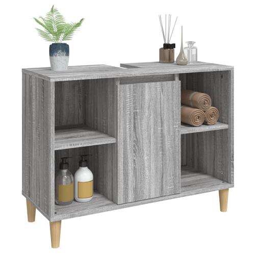 Skab til håndvask 80x33x60 cm konstrueret træ grå sonoma-eg
