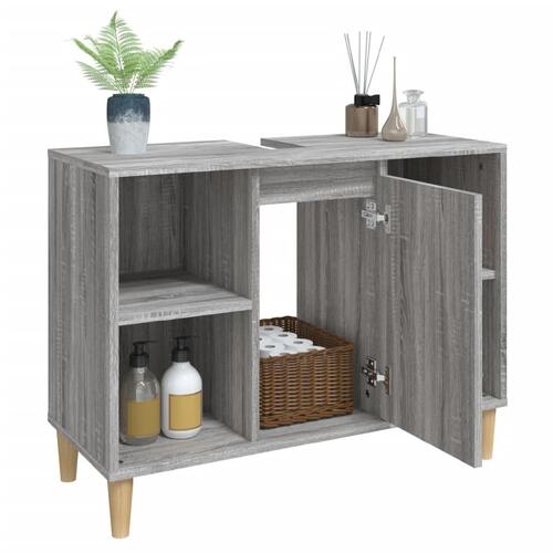 Skab til håndvask 80x33x60 cm konstrueret træ grå sonoma-eg