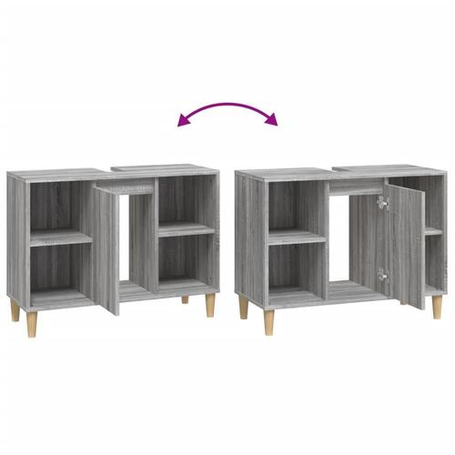 Skab til håndvask 80x33x60 cm konstrueret træ grå sonoma-eg