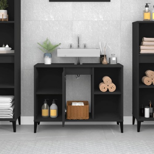 Underskab til håndvask 80×33×60 cm - sort konstrueret træ