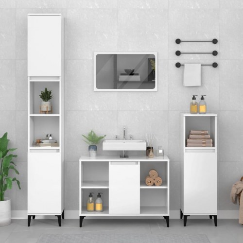 Skab til håndvask 80 × 33 × 60 cm - hvid højglans, konstrueret træ