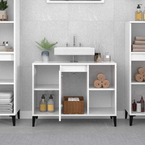 Skab til håndvask 80 × 33 × 60 cm - hvid højglans, konstrueret træ