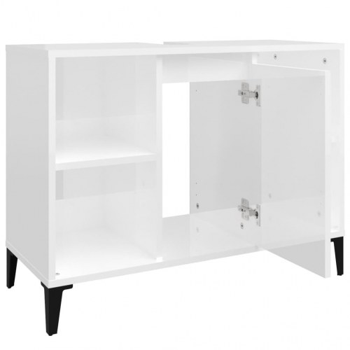 Skab til håndvask 80 × 33 × 60 cm - hvid højglans, konstrueret træ