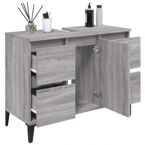 Skab til håndvask 80 x 33 x 60 cm - grå sonoma-eg