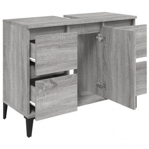 Skab til håndvask 80 x 33 x 60 cm - grå sonoma-eg