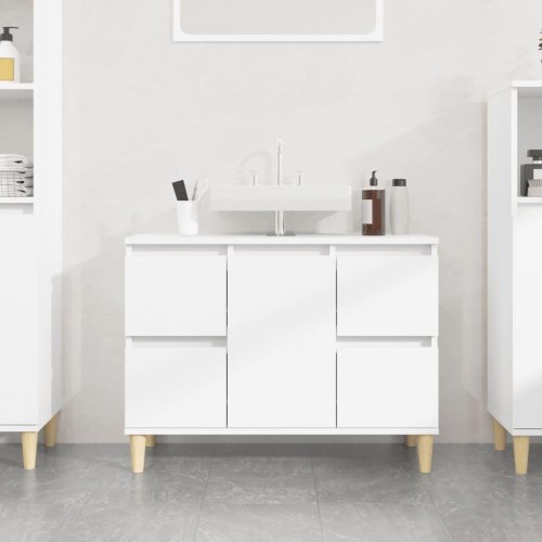 Skab til håndvask 80x33x60 cm konstrueret træ hvid højglans