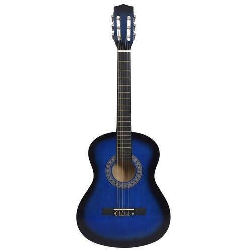 Klassisk guitar med taske for begyndere 3/4 36" blå
