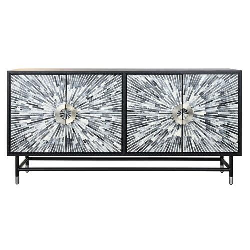 Skænk 160 x 40 x 80 cm Sort Grå Hvid Ben Harpiks Træ MDF