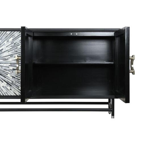 Skænk 160 x 40 x 80 cm Sort Grå Hvid Ben Harpiks Træ MDF
