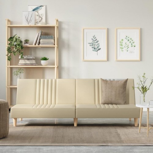 Sovesofa i stof - cremefarvet, justerbart ryglæn