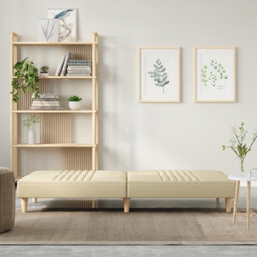 Sovesofa i stof - cremefarvet, justerbart ryglæn
