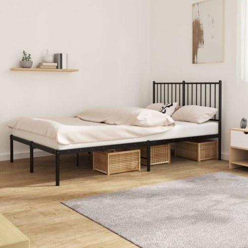 Sengeramme med sengegavl 120 x 190 cm - sort
