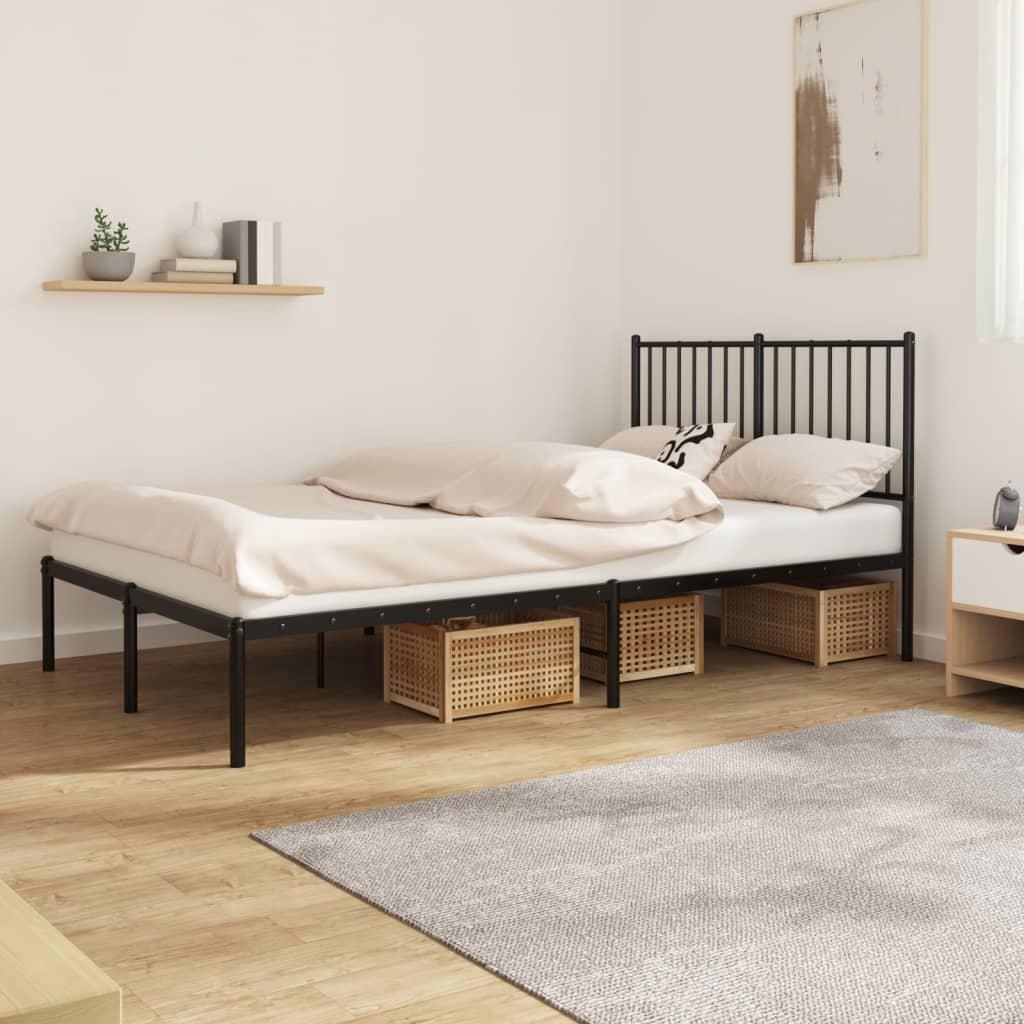 Sengeramme med sengegavl 120x190 cm metal sort