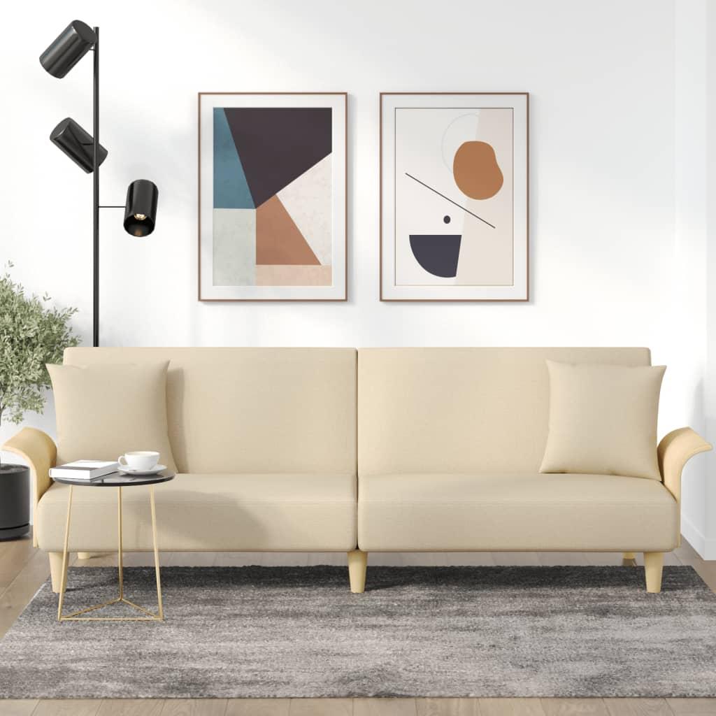 Sovesofa Med Armlæn Stof Farvet - Creme