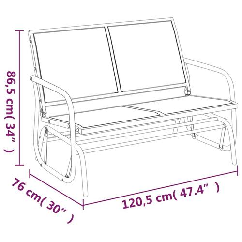 Gyngebænk til haven 120,5x76x86,5 cm textilene og stål brun