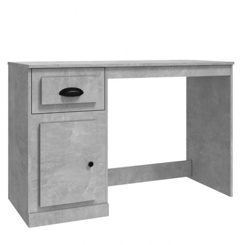 Skrivebord med skuffe og låge 115×50×75 cm - betongrå konstrueret træ