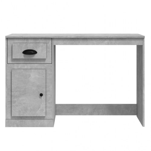 Skrivebord med skuffe og låge 115×50×75 cm - betongrå konstrueret træ