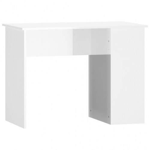 Skrivebord med hylder - hvid højglans, 100 × 55 × 75 cm