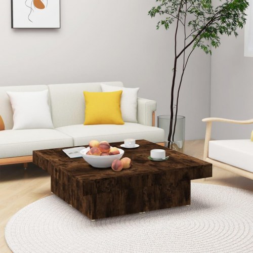 Sofabord 90 × 90 × 28 cm i konstrueret træ - røget egetræsfarve