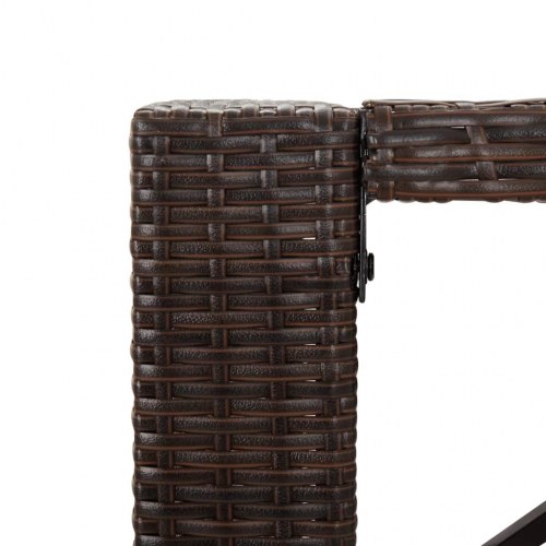 Barbord med glasplade 105x80x110 cm polyrattan brun