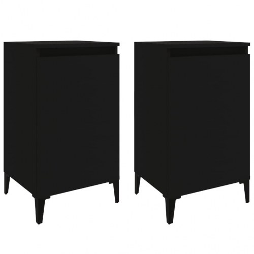 Sengeborde sæt af 2 - 40×35×70 cm i sort konstrueret træ