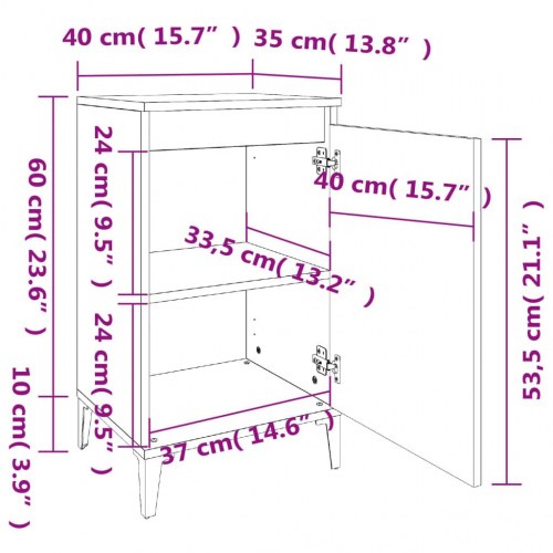 Sengeborde sæt af 2 - 40×35×70 cm i sort konstrueret træ