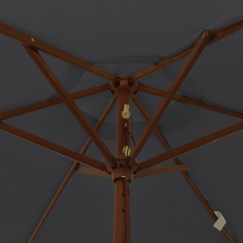 Haveparasol med træstang 196 x 231 cm - sort
