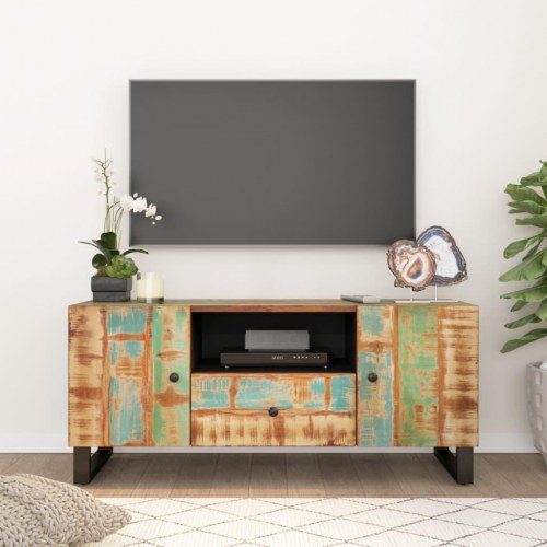 Tv-bord 105×33,5×46 cm i massivt genbrugstræ og konstrueret træ