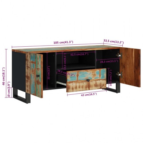 Tv-bord 105×33,5×46 cm i massivt genbrugstræ og konstrueret træ