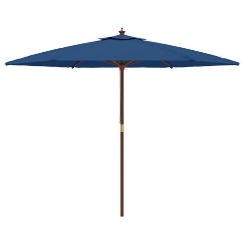 Haveparasol med træstang 299x240 cm azurblå
