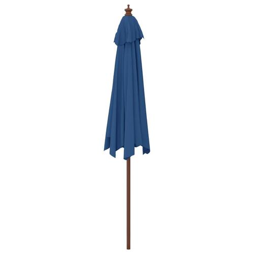 Haveparasol med træstang 299x240 cm azurblå
