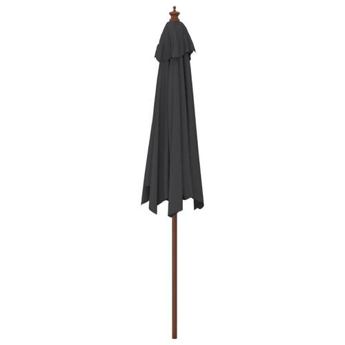 Haveparasol med træstang 299x240 cm sort