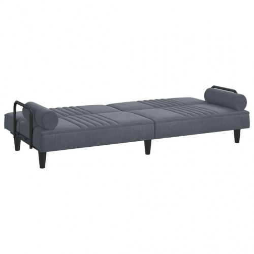 Sovesofa med armlæn i velour - mørkegrå, justerbart ryglæn