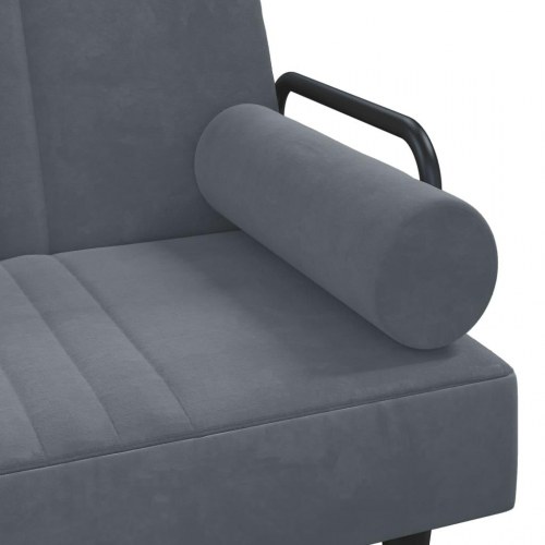 Sovesofa med armlæn i velour - mørkegrå, justerbart ryglæn
