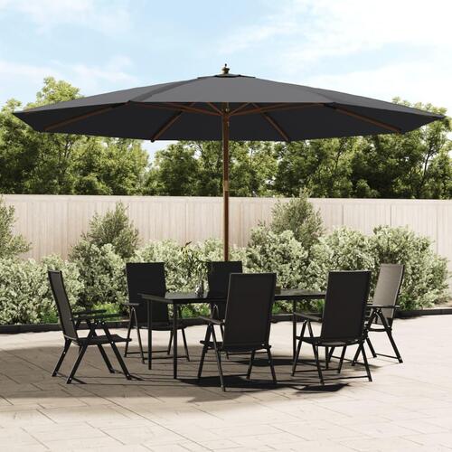 Haveparasol med træstang 400x273 cm sort