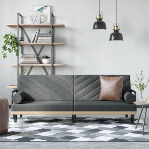 Sovesofa med armlæn stof mørkegrå