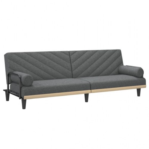 Sovesofa med armlæn stof mørkegrå