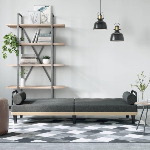 Sovesofa med armlæn stof mørkegrå