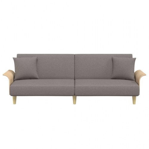 Sovesofa med armlæn stof gråbrun