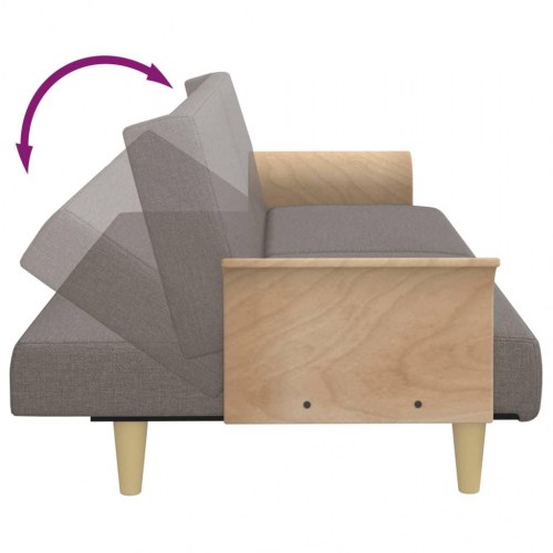 Sovesofa med armlæn stof gråbrun