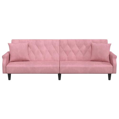 Sovesofa med armlæn velour lyserød