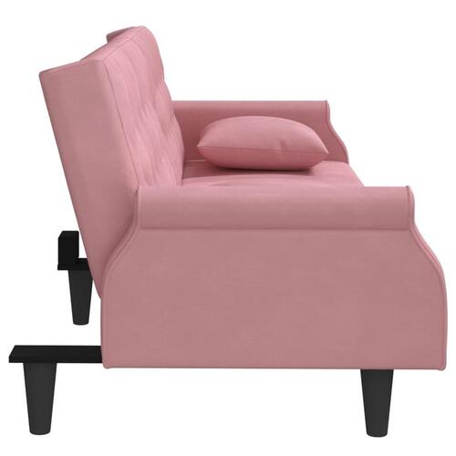 Sovesofa med armlæn velour lyserød