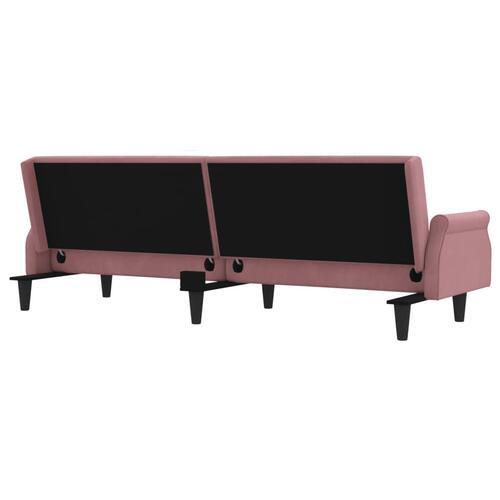 Sovesofa med armlæn velour lyserød