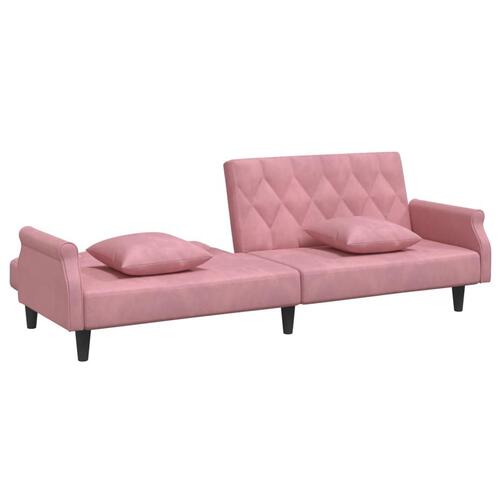 Sovesofa med armlæn velour lyserød