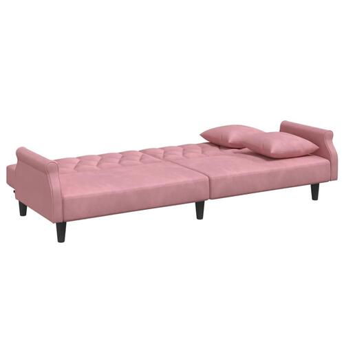 Sovesofa med armlæn velour lyserød